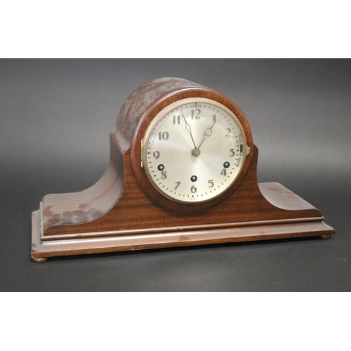 96 - Vintage German hat mantle clock, untested,  approx 24cm H