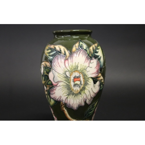 298 - Moorcroft baluster green vase, approx 26.5cm H