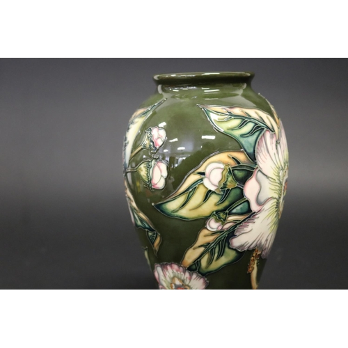 298 - Moorcroft baluster green vase, approx 26.5cm H