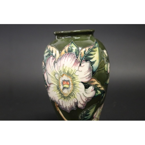 298 - Moorcroft baluster green vase, approx 26.5cm H