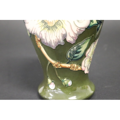 298 - Moorcroft baluster green vase, approx 26.5cm H