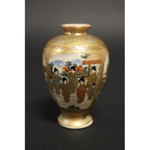 137 - Antique Japanese Meiji period fine Satsuma vase, of baluster form, painted with Immortals & nobles, ... 