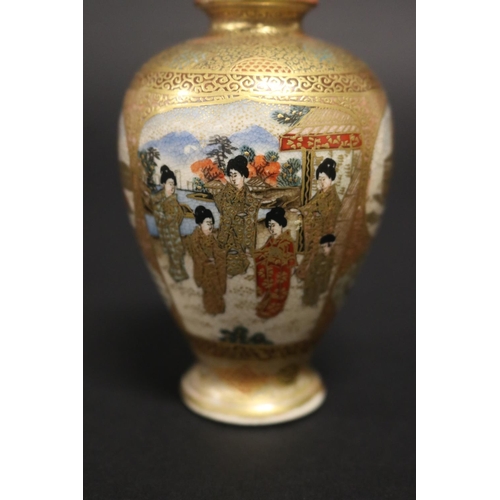 137 - Antique Japanese Meiji period fine Satsuma vase, of baluster form, painted with Immortals & nobles, ... 