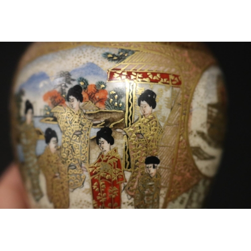 137 - Antique Japanese Meiji period fine Satsuma vase, of baluster form, painted with Immortals & nobles, ... 