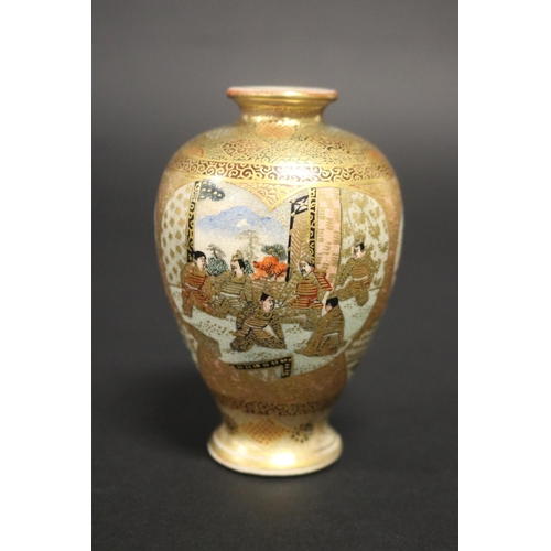 137 - Antique Japanese Meiji period fine Satsuma vase, of baluster form, painted with Immortals & nobles, ... 