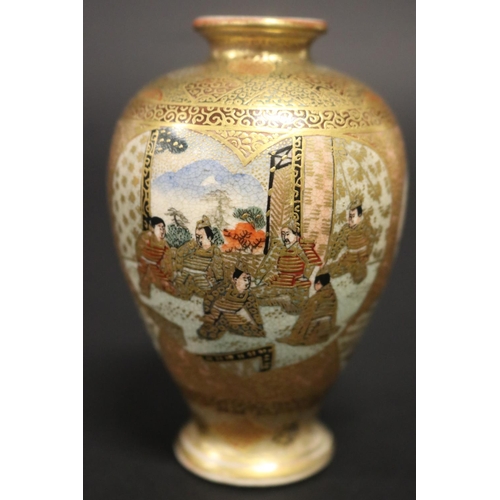 137 - Antique Japanese Meiji period fine Satsuma vase, of baluster form, painted with Immortals & nobles, ... 