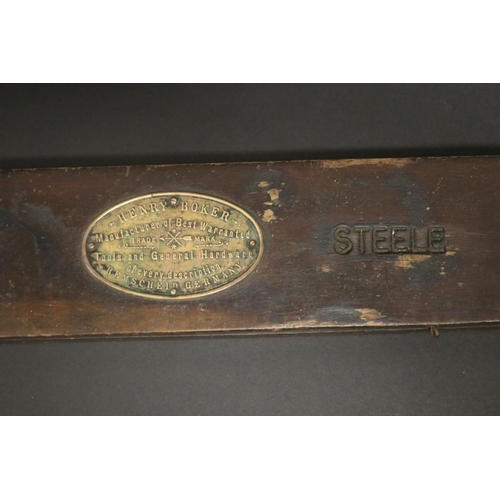 150 - Henry Boker boxed Steele, box approx 39cm L x 9cm D