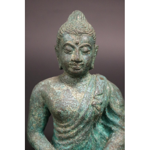 161 - Decorative bronze seated buddha figure, approx 16cm H