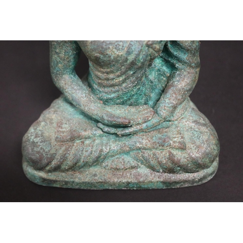 161 - Decorative bronze seated buddha figure, approx 16cm H