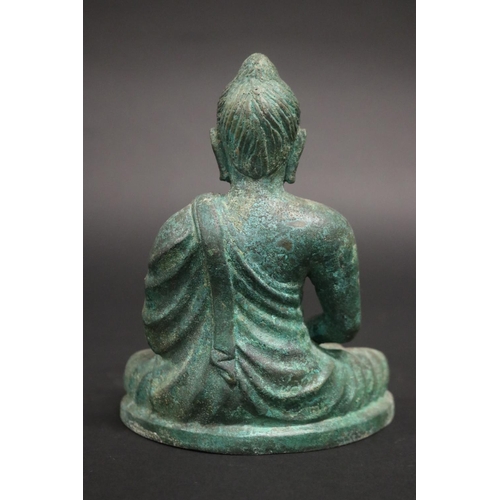 161 - Decorative bronze seated buddha figure, approx 16cm H