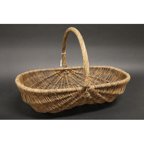 386 - Vintage French flower pickers basket, approx 36cm H including handle x 52cm W x 35cm D