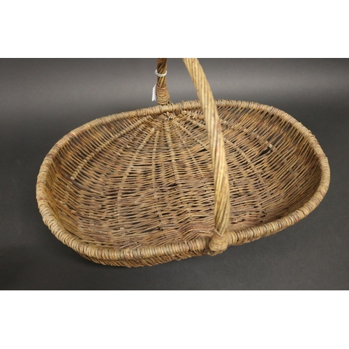 386 - Vintage French flower pickers basket, approx 36cm H including handle x 52cm W x 35cm D