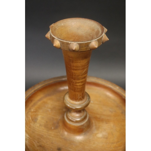 195 - Antique French turned wood centre bowl and trumpet centre, approx 42cm H x 33cm Dia