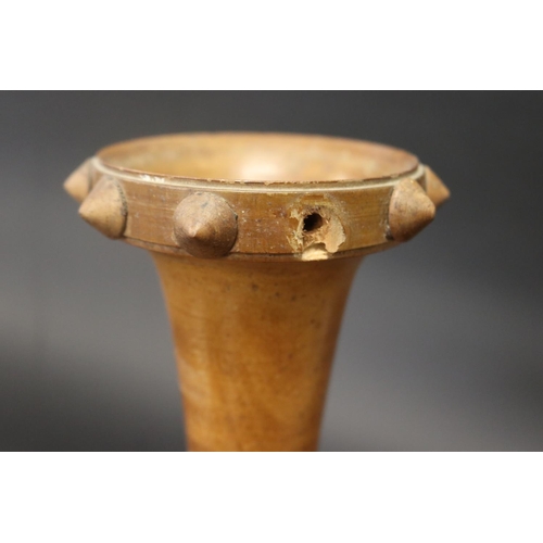 195 - Antique French turned wood centre bowl and trumpet centre, approx 42cm H x 33cm Dia