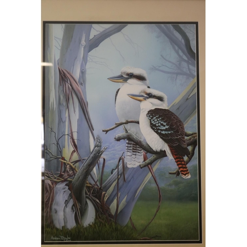 200 - Andrew Patsalou (c1955-.) Australia, oil on board, two Kookaburras, signed lower left, dated 2002, a... 