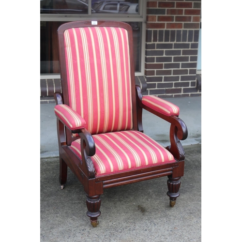 285 - Antique William IV reclining back library arm chair