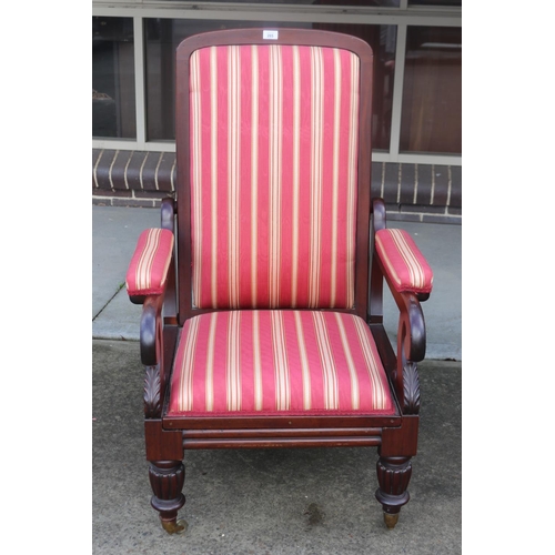 285 - Antique William IV reclining back library arm chair