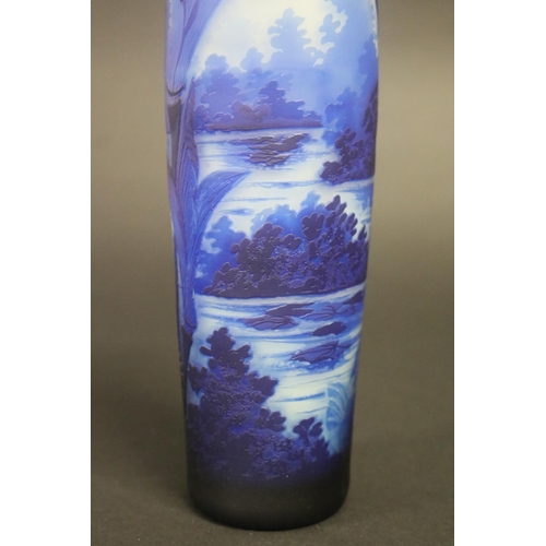 323 - Galle style blue dragonfly vase, approx 31.5cm H