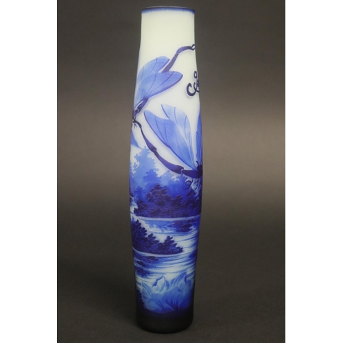 323 - Galle style blue dragonfly vase, approx 31.5cm H