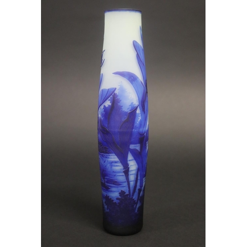 323 - Galle style blue dragonfly vase, approx 31.5cm H