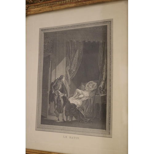 377 - Well framed antique engraving Le Matin, approx 22cm x 17cm