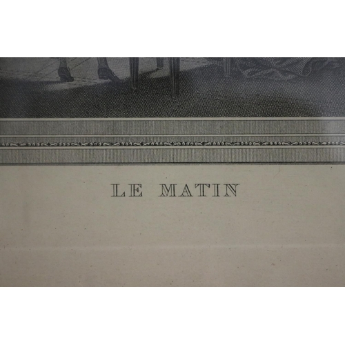 377 - Well framed antique engraving Le Matin, approx 22cm x 17cm