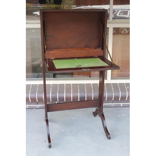 428 - Regency mahogany travelling writing desk, inlaid decoration, approx 120cm H x 60cm W