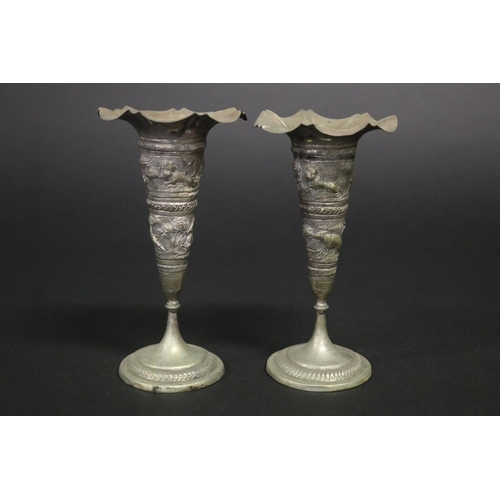 313 - Pair of flared rim pedestal posy vases, approx 14cm H (2)