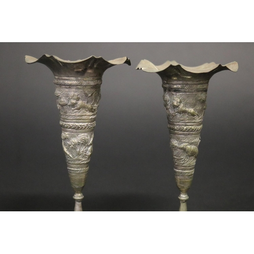 313 - Pair of flared rim pedestal posy vases, approx 14cm H (2)