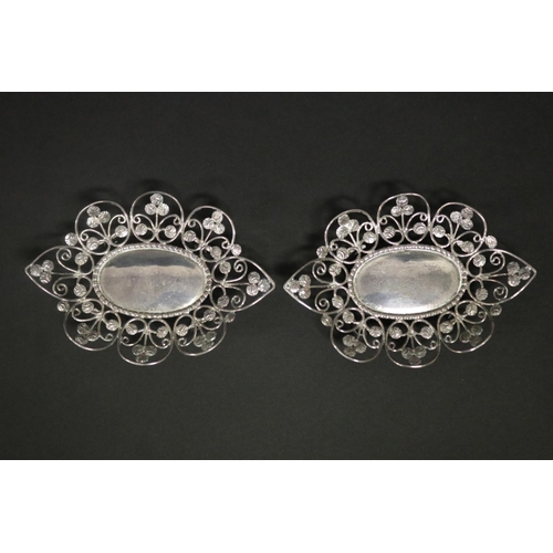 356 - Native silver - hors d'oeuvres tray and two smaller trays, approx 21cm D x 22cm W and smaller (3)