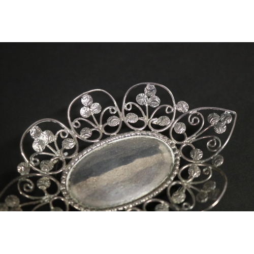 356 - Native silver - hors d'oeuvres tray and two smaller trays, approx 21cm D x 22cm W and smaller (3)