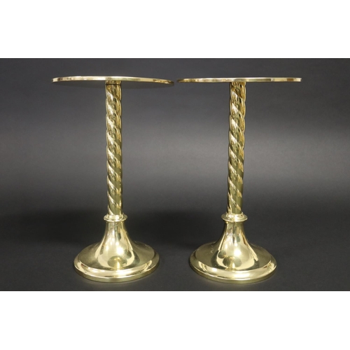 374 - Pair of church brass stands, with a twist support design, approx 30.5cm H