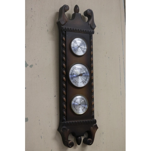 439 - German barometer combination in wooden case, approx 50cm H