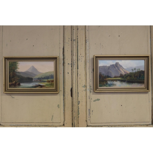 443 - J. Liddell Australia, two landscapes, untitled, oils on boards, signed lower right, 21 cm x 36 cm (2... 