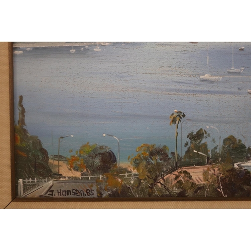 444 - John Hansen (Working 1980s) Australia, untitled, oil on board, signed and dated lower left, 85, appr... 