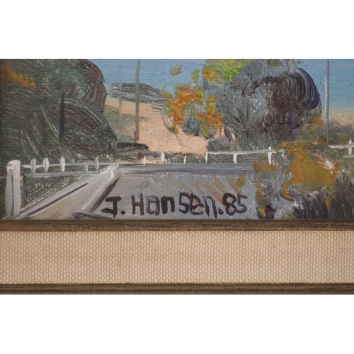 444 - John Hansen (Working 1980s) Australia, untitled, oil on board, signed and dated lower left, 85, appr... 