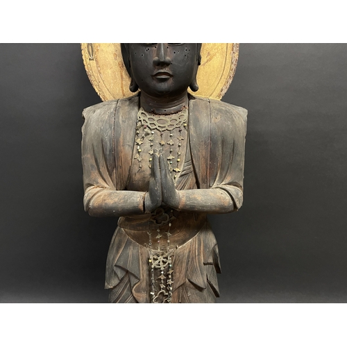 505 - (No reserve) Rare Japanese Carved wood Buddha dating to the Kamakura and Nanbokucho Periods (1185–13... 