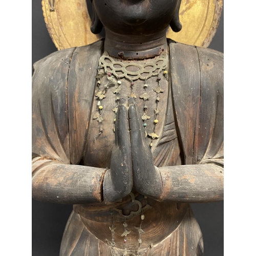505 - (No reserve) Rare Japanese Carved wood Buddha dating to the Kamakura and Nanbokucho Periods (1185–13... 