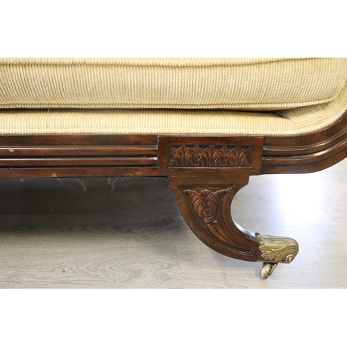 108 - Althorp Living History Regency style settee, labeled see photo, applied gilt brass Spencer family cr... 