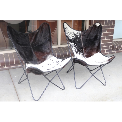 184 - Pair of cow hide butterfly chairs (2)