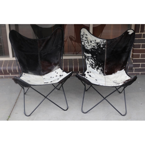 184 - Pair of cow hide butterfly chairs (2)