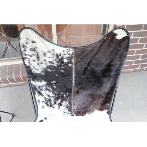 184 - Pair of cow hide butterfly chairs (2)