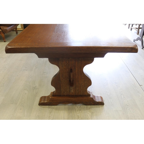 287 - French oak trestle table, approx 76cm H x 210cm W x 90cm D