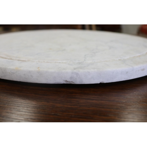 289 - Circular white marble revolving table plateau, approx 48cm Dia