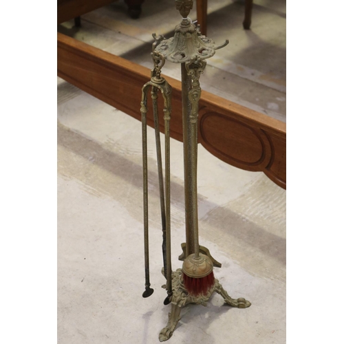 404 - French brass fire mantle set & stand
