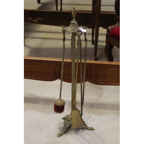 404 - French brass fire mantle set & stand