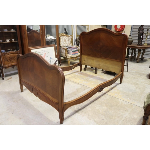425 - Antique French Louis XV style bed, approx 133cm H x 195cm L x 143cm W