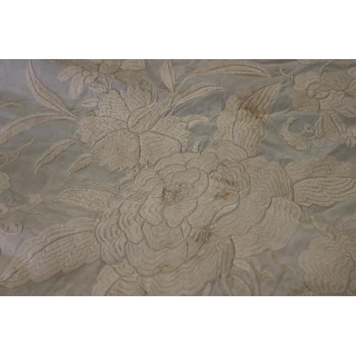 474 - Antique cream silk piano cover/shawl, please note there will not be measurements for the lot