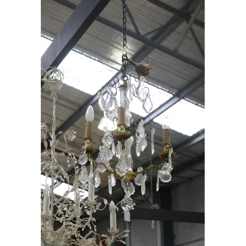 491 - Vintage French four light chandelier, approx 57cm H