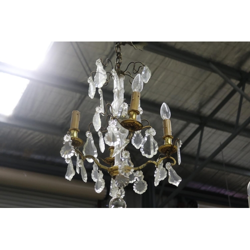 491 - Vintage French four light chandelier, approx 57cm H